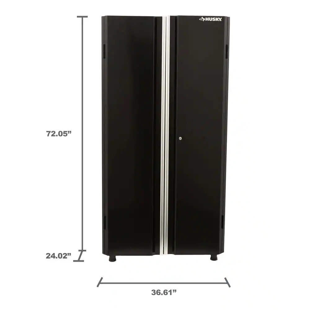 Husky Ready-to-Assemble 24-Gauge Steel Garage Gear Cabinet in Black (36.6 in. W x 72 in. H x 24 in. D