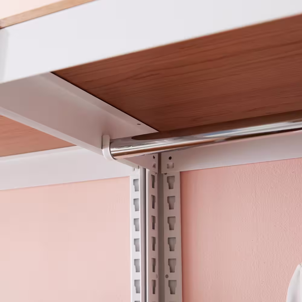 Best Home Fashion Kepsuul 31.50 in. W x 15.75 in. D x 76.75 in. H White Clothing Rack + 1 Shelf Wood Closet System