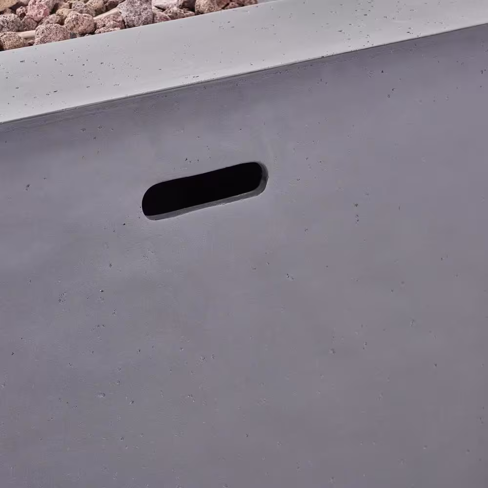 Noble House Zachary 31 in. x 24.5 in. Square Concrete Propane Fire Pit in Dark Gray