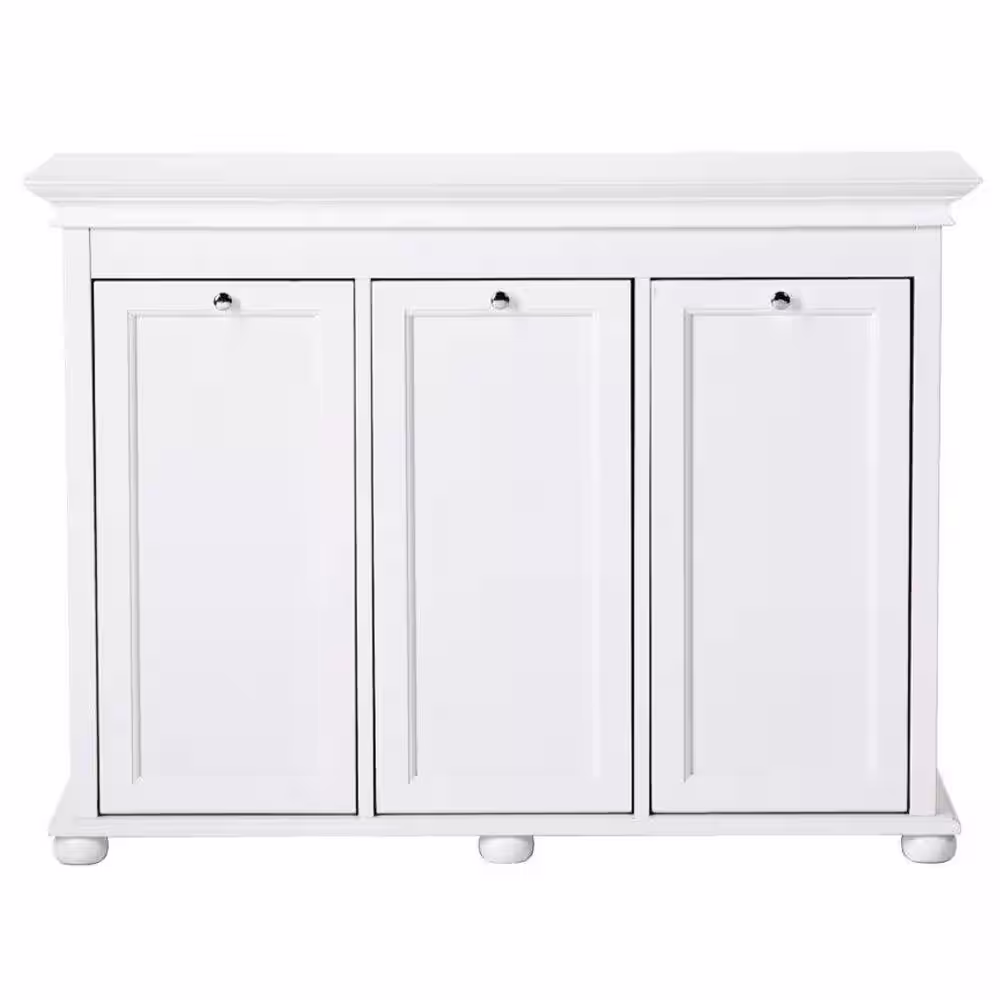 Home Decorators Collection Hampton Harbor 37 in. Triple Tilt-Out Hamper in White