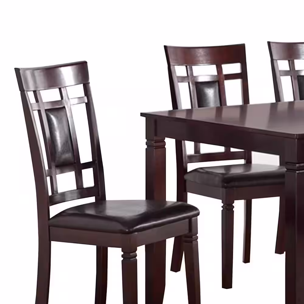 Benjara Modish Espresso Brown Rubber Wood 7 Piece Dining Set