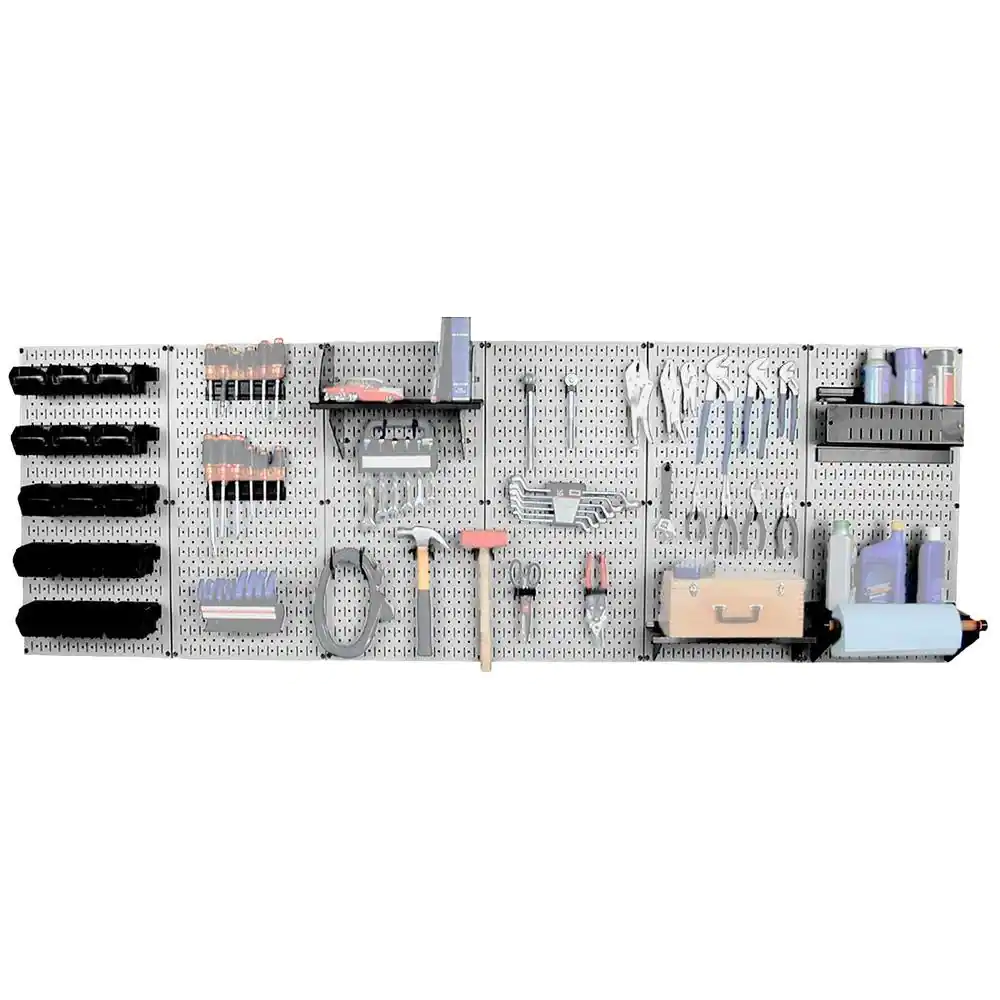 Wall Control 32 in. x 96 in. Metal Pegboard Master Workbench Tool Organizer with Gray Pegboard and Black Accessories