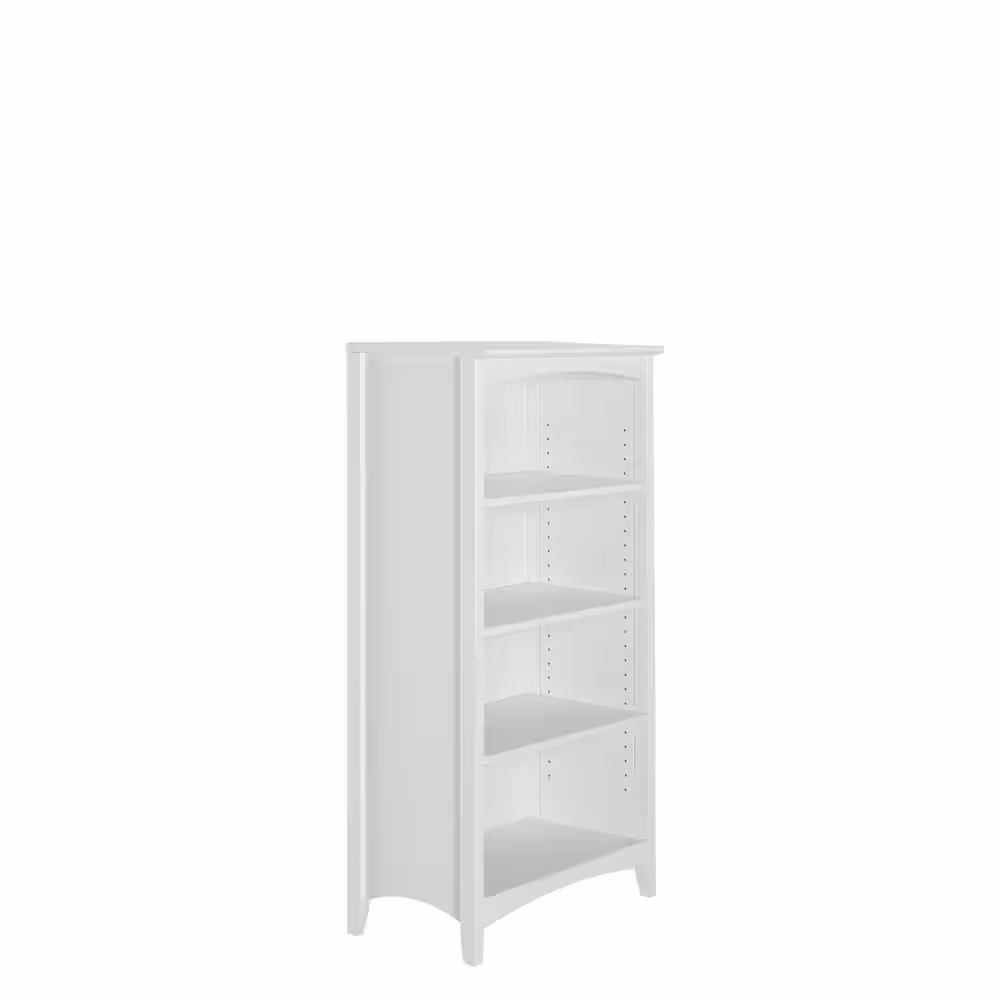 Camaflexi 48 in. White Wood 4-shelf Standard Bookcase with Adjustable Shelves