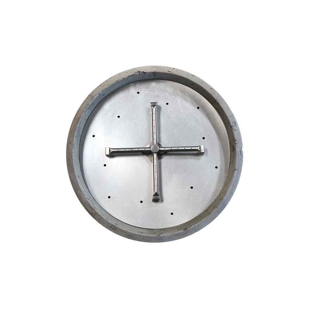 Natco Sonoma 39 in. x 18 in. Round Cement Natural Gas Fire Pit Kit Bowl in Pewter with 54 lbs. Bag of 0.75 in. Black Lava Rock