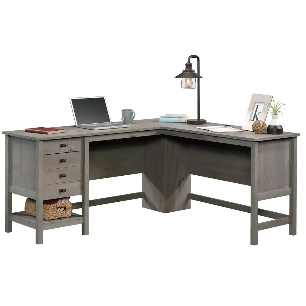 SAUDER Cottage Road 65.118 in. Mystic Oak Engineered Wood L-Shaped Desk