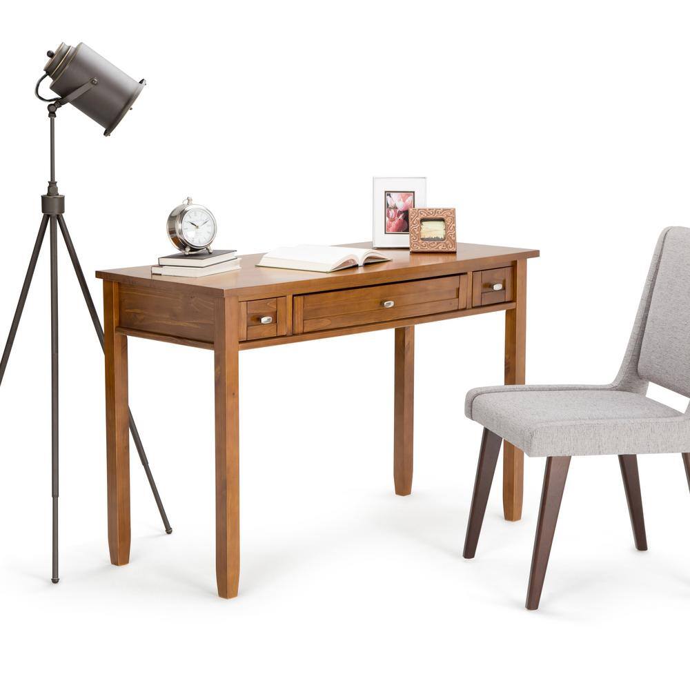 Simpli Home Warm Shaker Solid Wood Transitional 48 in. Wide Writing Office Desk in Light Golden Brown