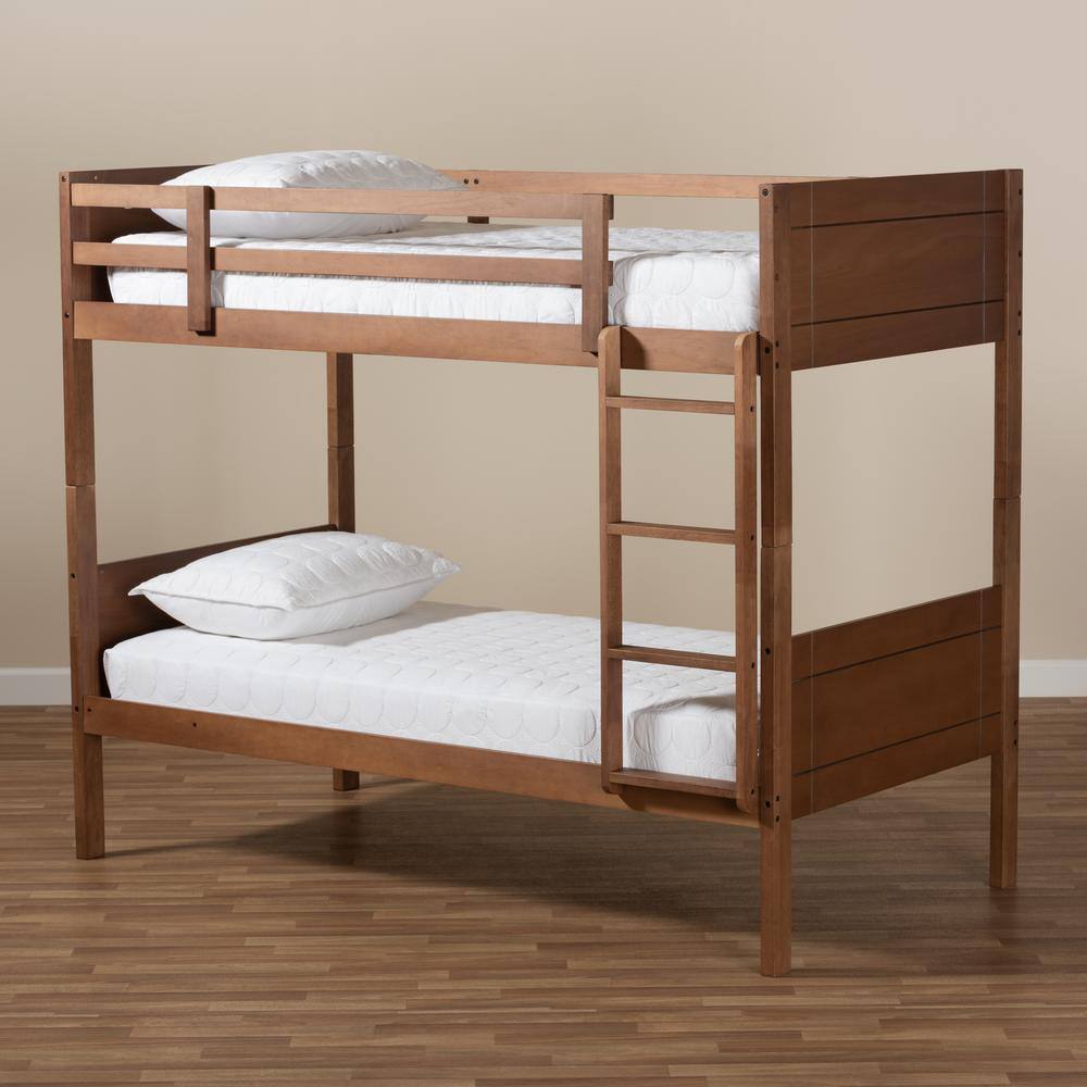 Baxton Studio Elsie Walnut Twin Bunk Bed