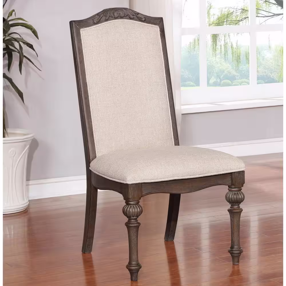 Furniture of America Willadeene Natural Tone Upholstered Dining Side Chair (Set of 2)