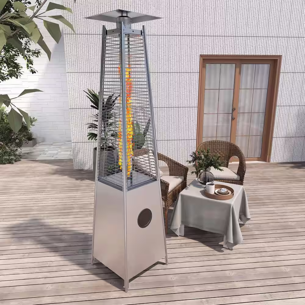 Uixe 40,000 BTU Metal Hammer Golden Pyramid Flame Propane Patio Heater