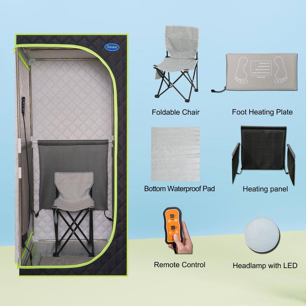None 1-Person Infrared Plus Full-Body Sauna with Foldable Chair