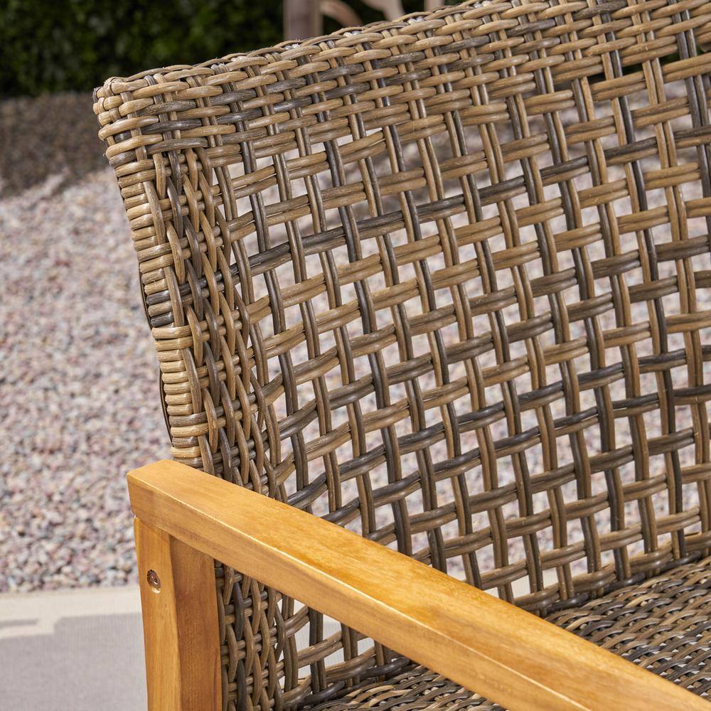 Noble House Hampton Grey 2-Piece Wood Patio Conversation Set