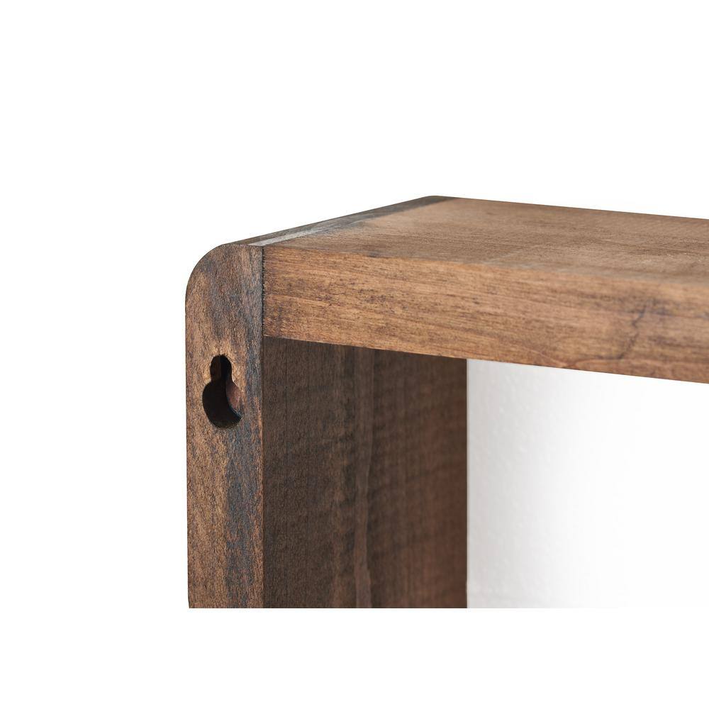 None 4 in. x 32 in. x 8 in. Walnut Stackable Floating Wall Shelves (Set of 2)