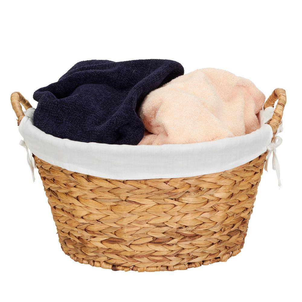 HOUSEHOLD ESSENTIALS Round Banana Leaf Natural Laundry Basket