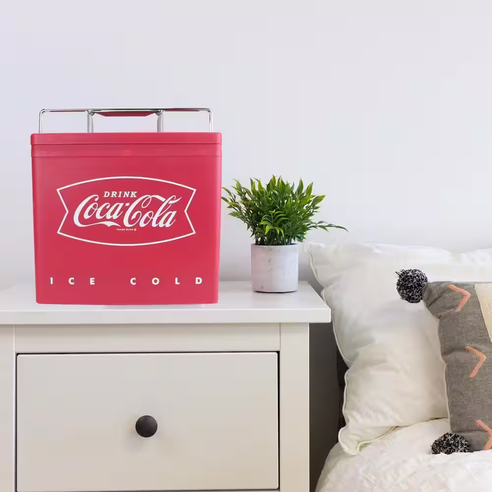 Coca-Cola Coca-Cola 6 Can Portable Cooler, Retro Ice Chest Style, 4L (4.2 qt.), Includes 12V and AC Cords