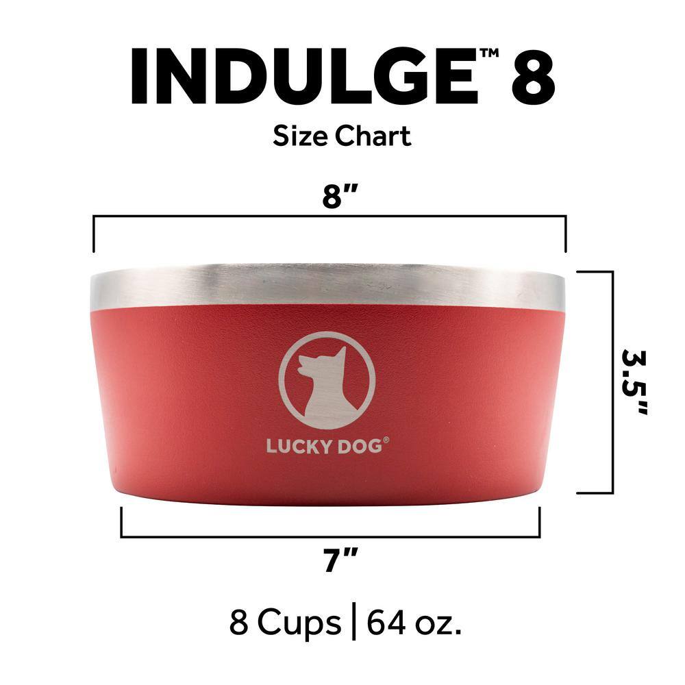 Lucky Dog INDULGE 64 oz. 8 Cup Double Wall Stainless Steel Dog Bowl To Non Slip To Lifetime Warranty in Black