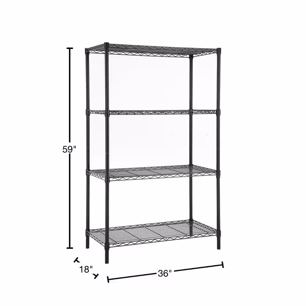 mzg 4-Tier Black Coating Utility Wire Shelving Unit (18 in. D x 36 in. W x 59 in. H)
