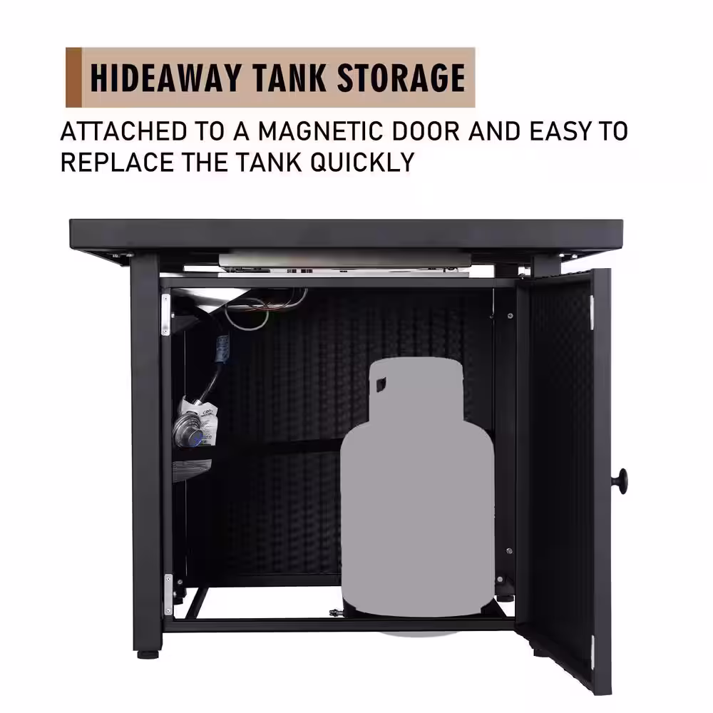 None 30 in. Iron Square Fire Pit Table with Table Lid