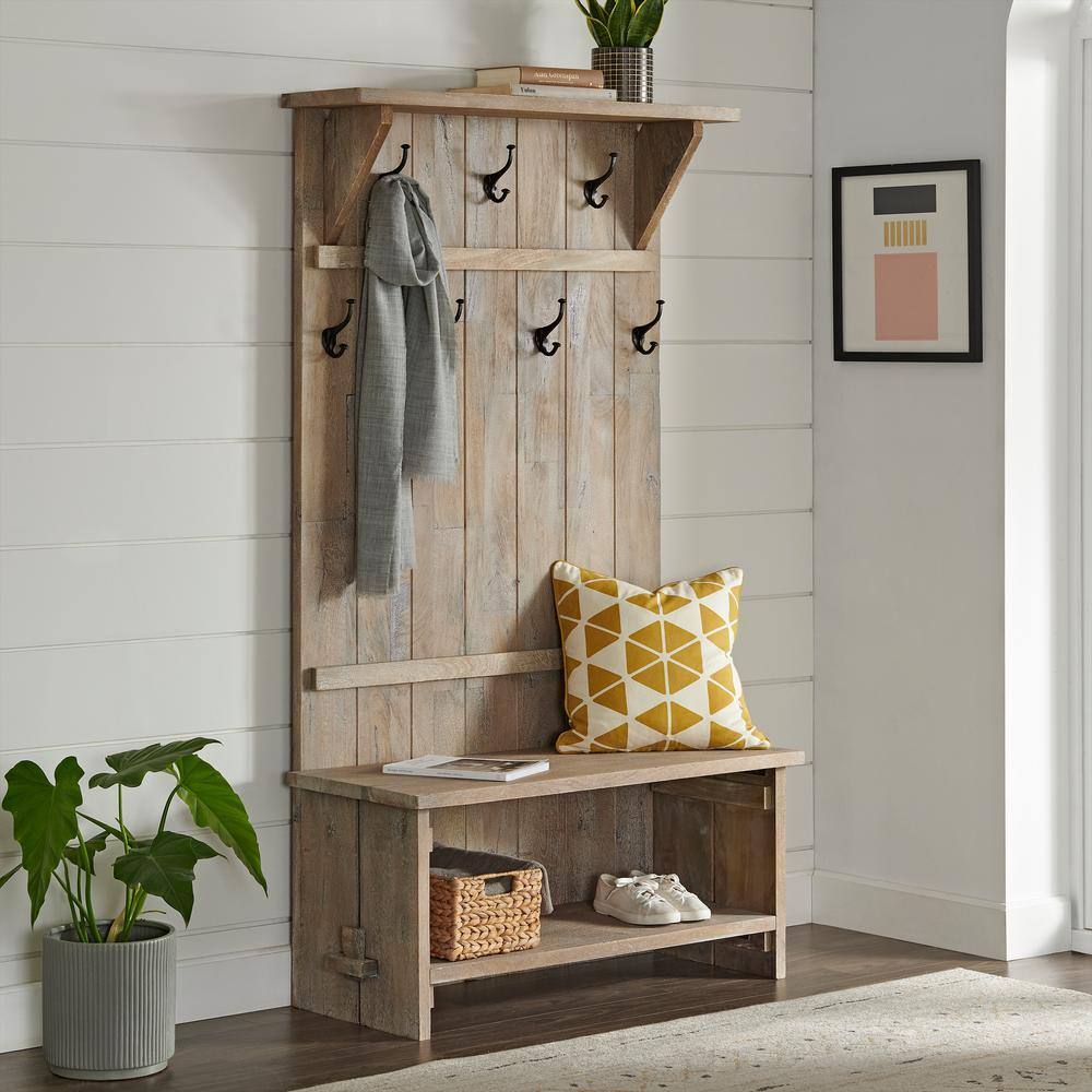 Alaterre Furniture Castleton 70 in. H Driftwood Hall Tree