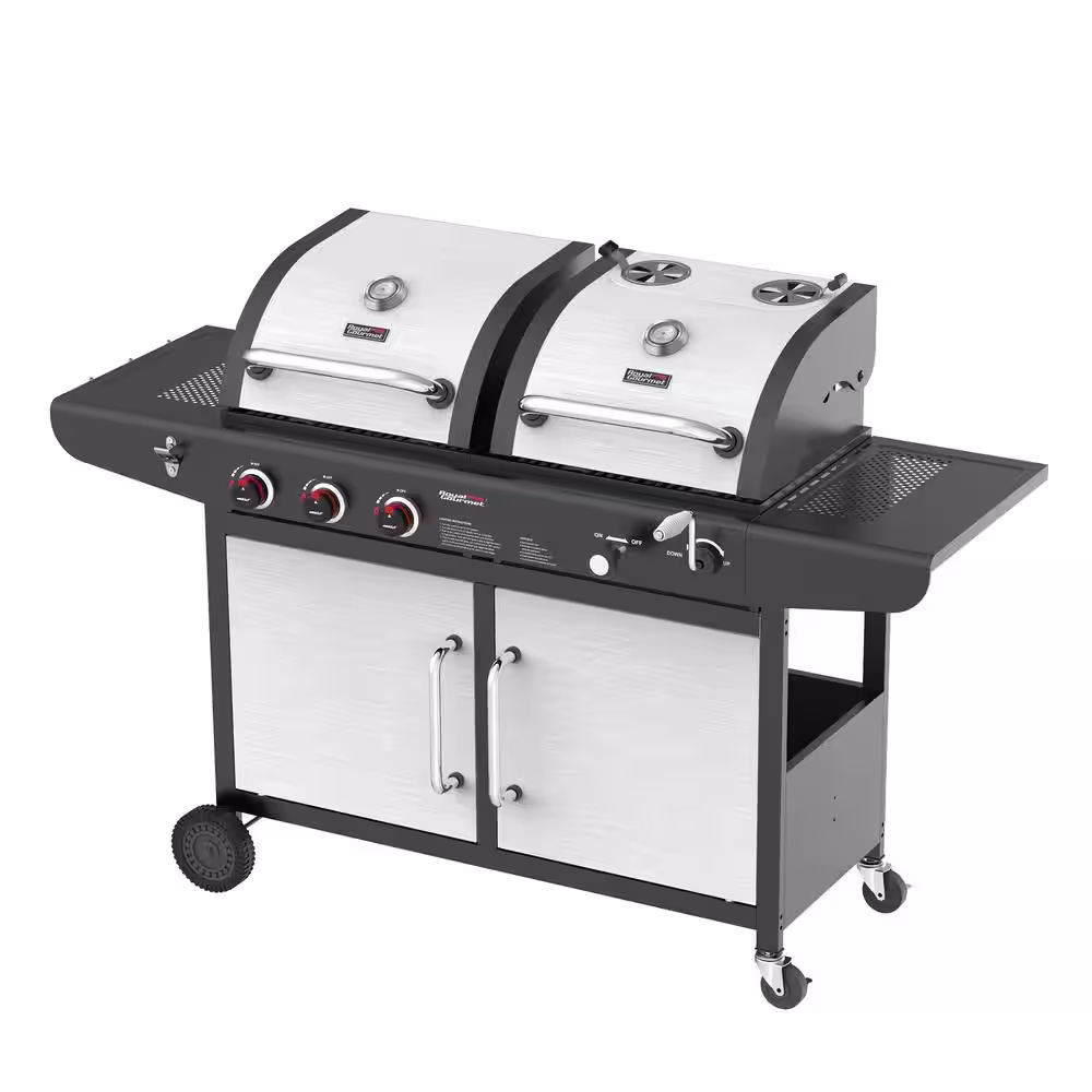 Royal Gourmet 3-Burner Propane Gas and Charcoal Combo Grill in Black