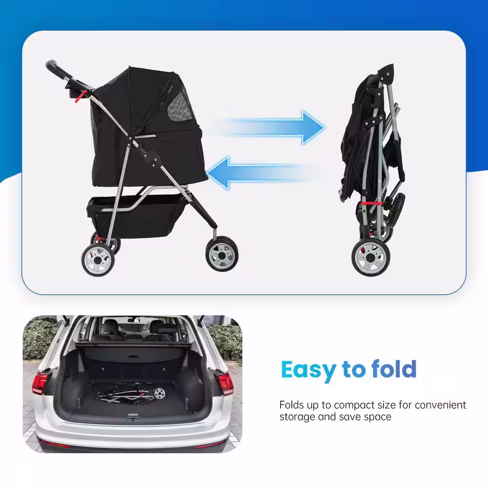 Furniture of America Frankie Pet Stroller Folding With Cup Holder