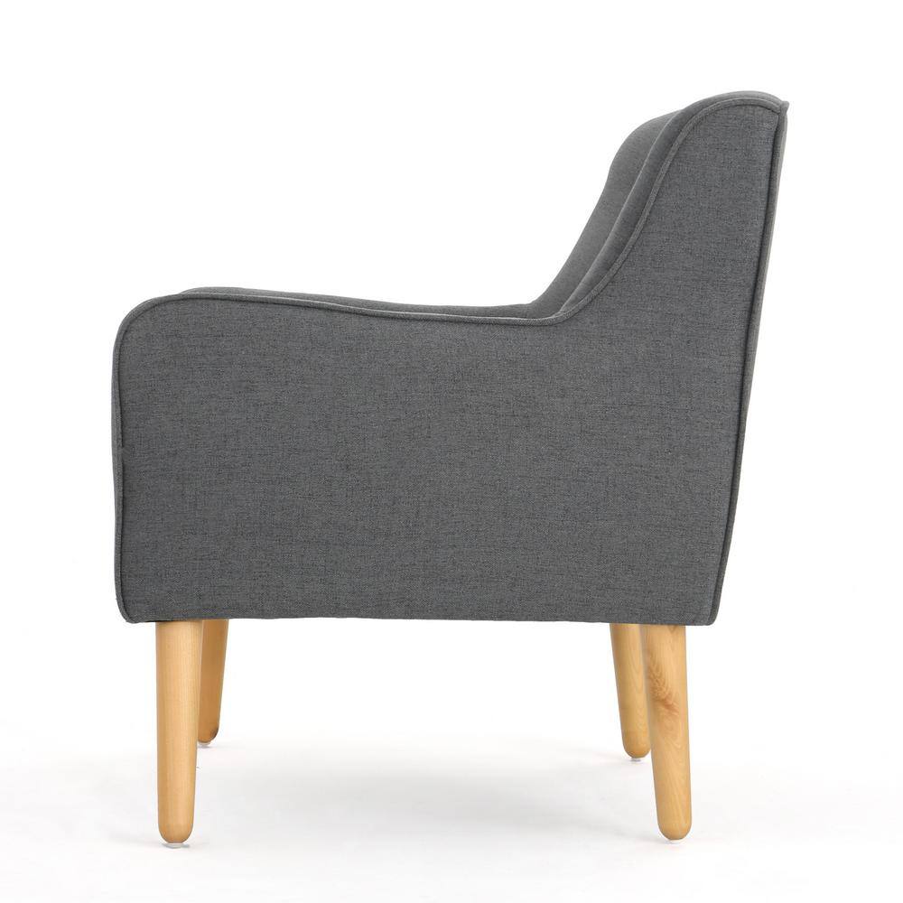 Noble House Felicity Mid-Century Modern Button Back Charcoal Fabric Armchairs (Set of 2)