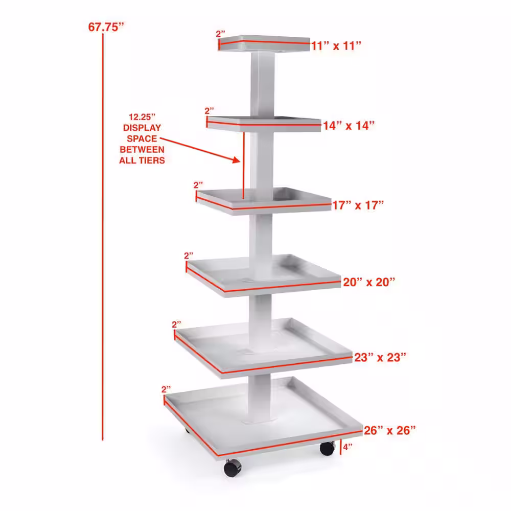 None White Rolling 6-Tier Metal Shelving Unit (26 in. W x 68 in. H x 26 in. D)