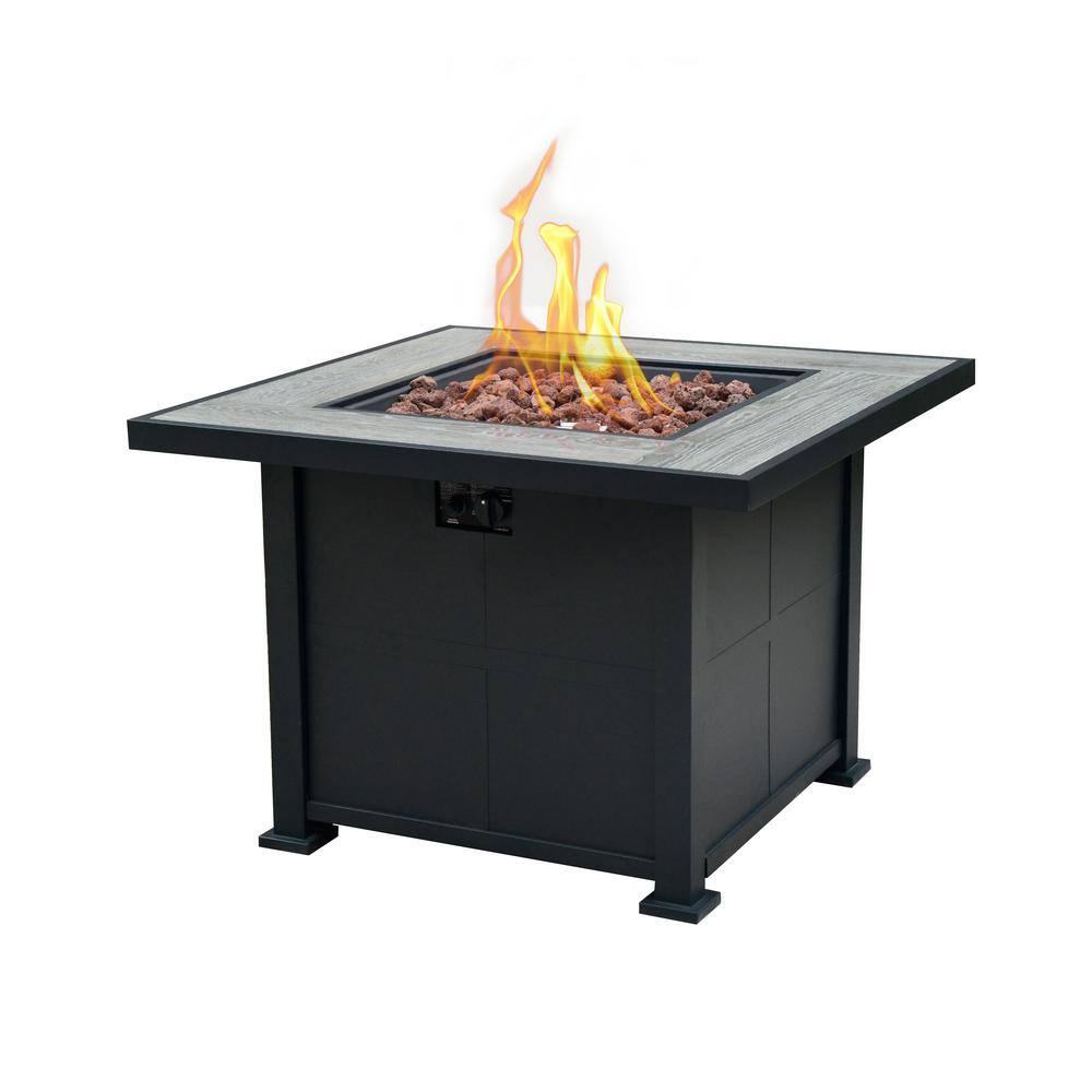 Bond Ashland Steel 35 in. Square Gas Fire Table in Gray and Black