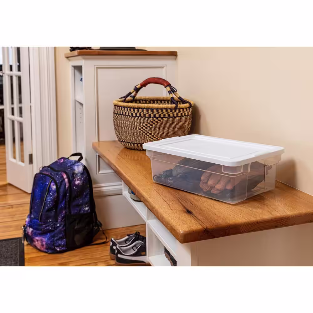 Rubbermaid Classic Clear 12 qt. Stackable Heavy Duty Plastic Storage Bins