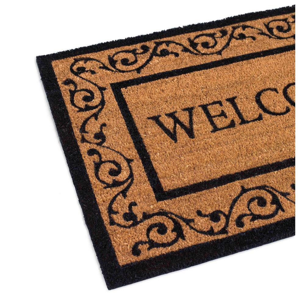 BirdRock Home Welcome Brown 24 in. W x 36 in. L Coir Rectangular Door Mat