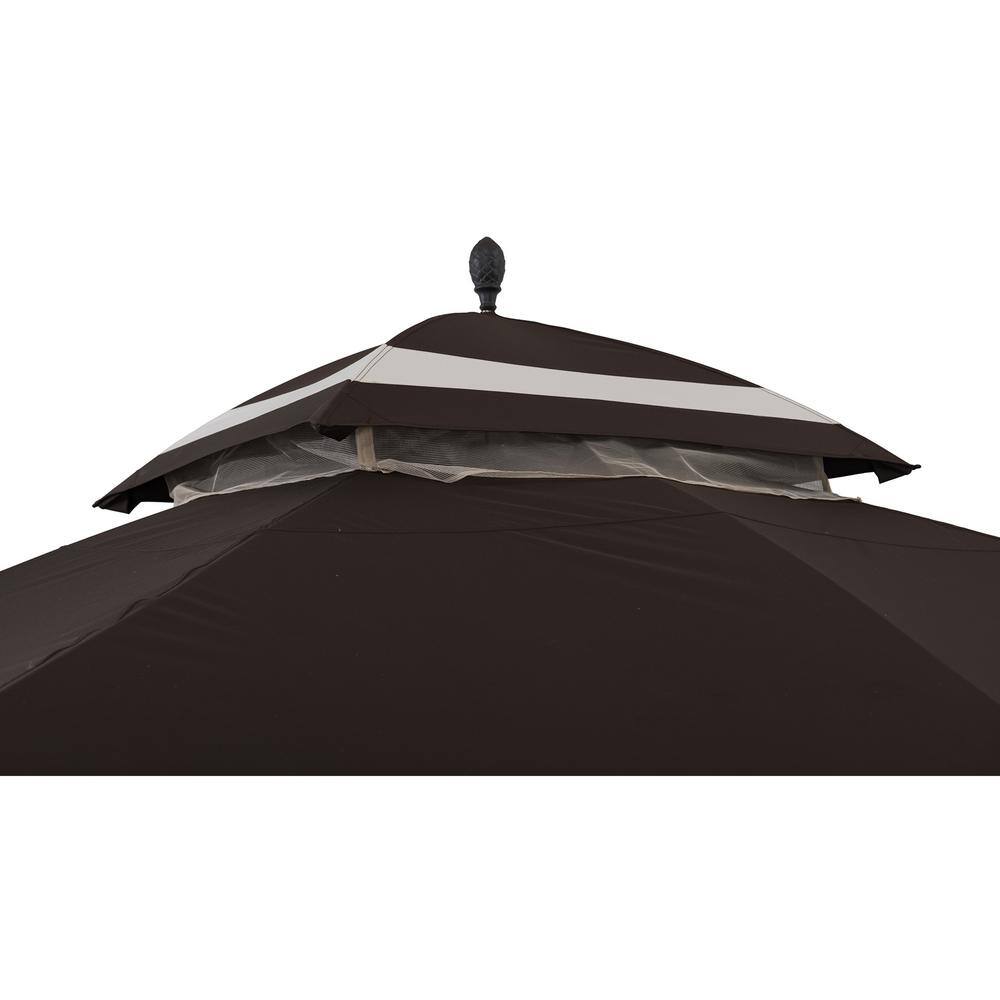 Sunjoy Zela 10.5 ft. x 13 ft. Brown and Tan 2-tier Steel Gazebo