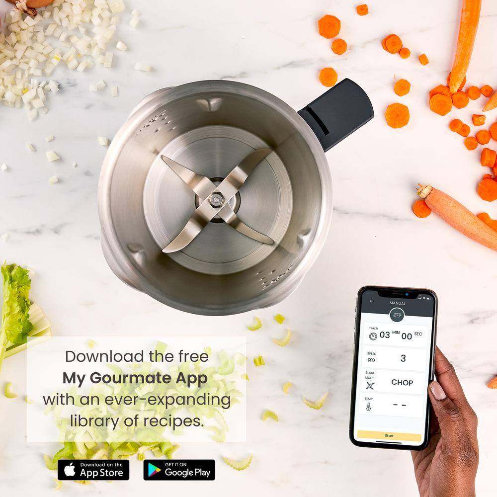Gourmate 2.3 qt. White Electric All-in-1 Smart Multi-Cooker 10+ Cooking Functions, Built-in Scale, Guided Recipes, APP Control