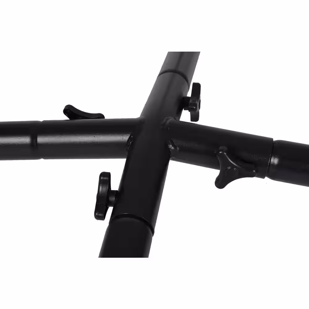 Island Retreat Boho Breeze 6.9 ft. Swinging Bungalow Chair Metal Hammock Stand in Black