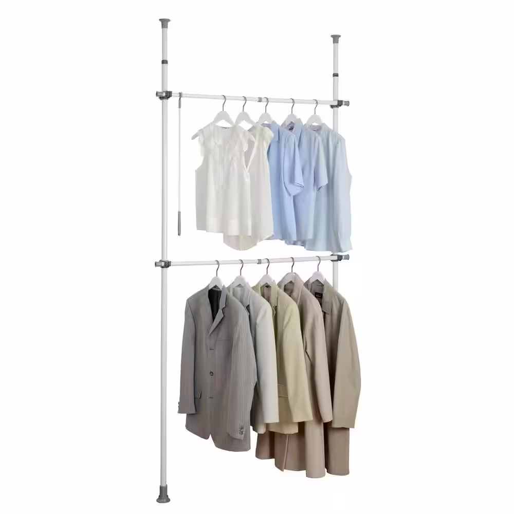 Wenko Herkules Basic 4.33 in. D x 47.24 in. W x 118.11 in. H White Powder-Coated Steel Tension Mount Closet System