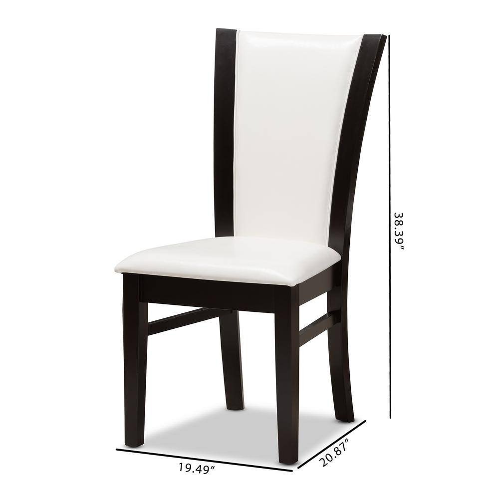 Baxton Studio Adley White and Dark Brown Faux Leather Dining Chair (Set of 2)
