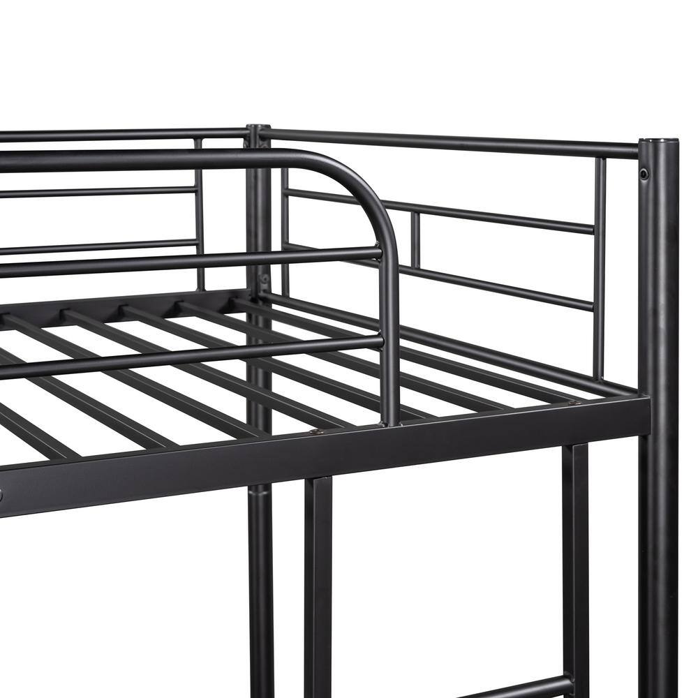 Polibi Black Simple and Durable Twin Over Twin Metal Bunk Bed(78.1 in.L x 41.4 in.W x 65.3 in.H)