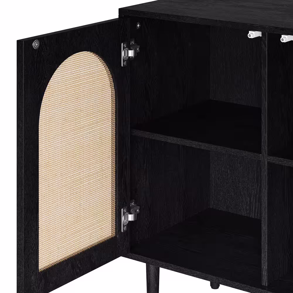 JAYDEN CREATION Roderick Black 63 in. Wide Sideboard with Wood Legs