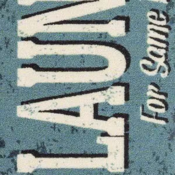 Ottomanson Laundry Collection Non-Slip Rubberback 2x5 Laundry Room Runner Rug, 20 in. x 59 in., Baby Blue