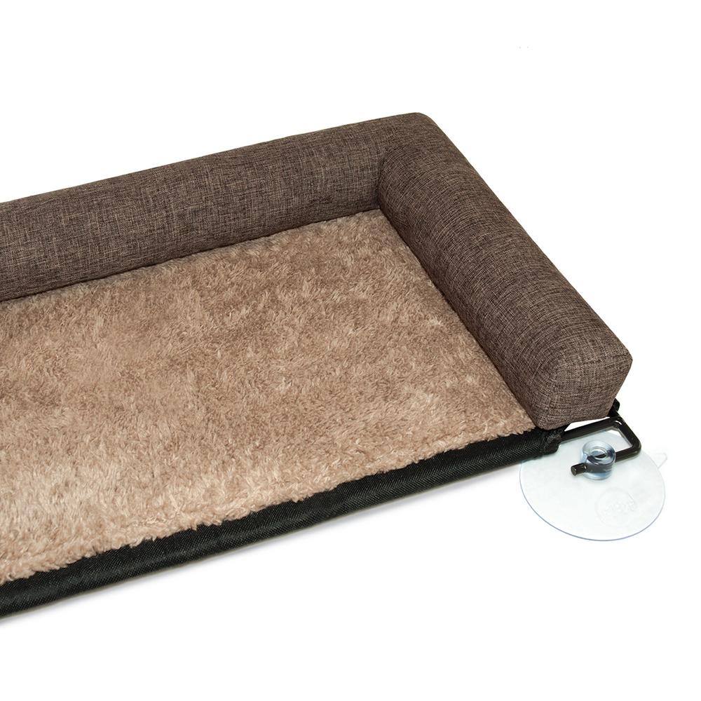 K and H Pet Products 12 in. x 23 in. Medium Chocolate EZ Mount Kitty Sill Deluxe with Bolster Bed