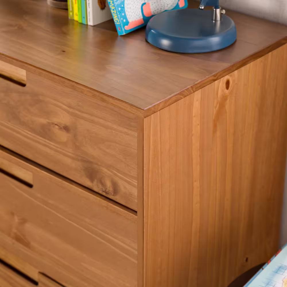 Walker Edison Furniture Company Sloane 6-Drawer Caramel Mid-Century Modern Solid Wood Dresser