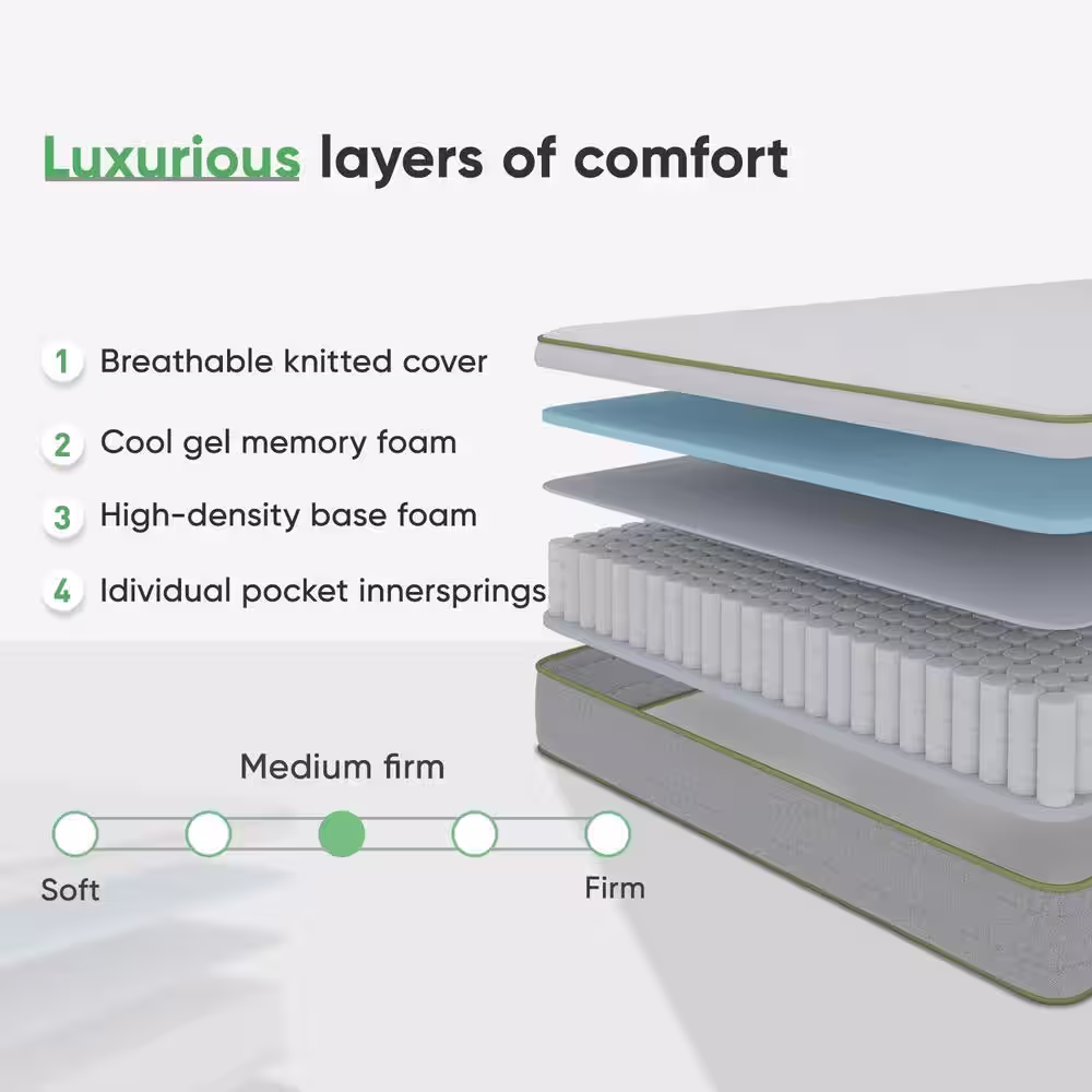 Novilla 10 in. Medium Cool Gel Foam Innerspring Hybrid Mattress Tight Top Full Size Mattress