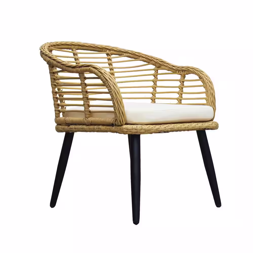 Clihome 3-Piece Wicker Outdoor Bistro Set with Beige Cushion and Table