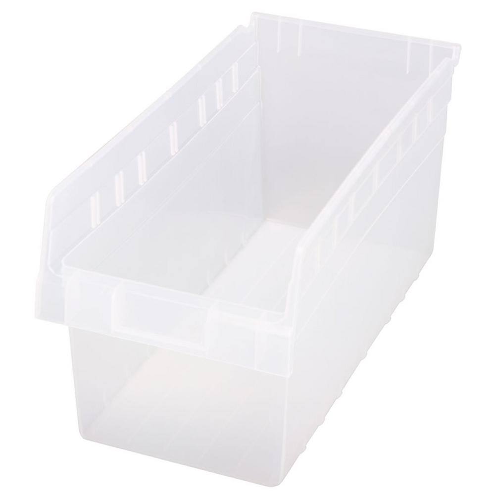 QUANTUM STORAGE SYSTEMS 8 In. Store-Max 15.08 Qt. Shelf Bin in Clear (10-Pack)