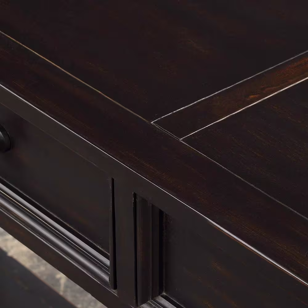 Harper & Bright Designs 64 in. Black Standard Rectangle Wood Console Table with 4-Drawers