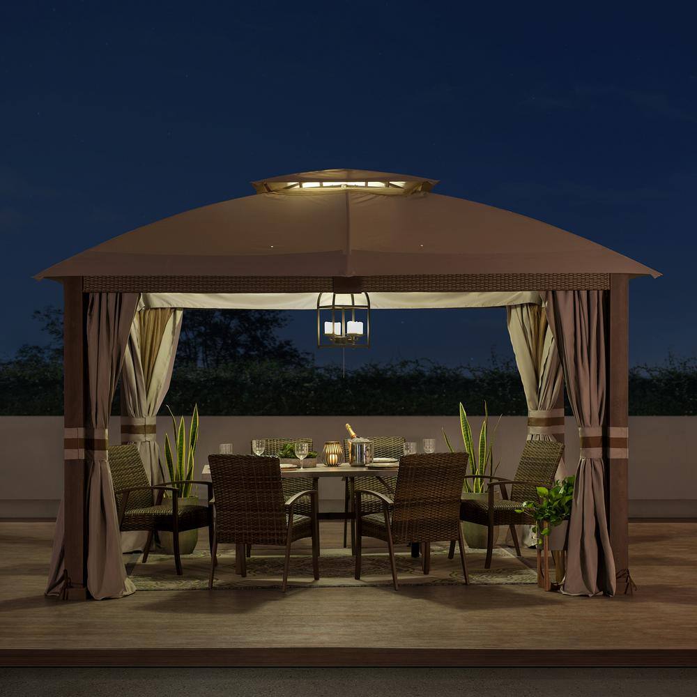 Sunjoy SummerCove Fiona 11 ft. x 13 ft. Light Gray 2-tier Gazebo