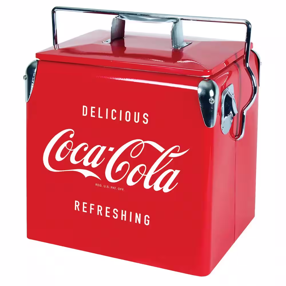 Koolatron Coca-Cola Retro Ice Chest Beverage Cooler with Bottle Opener 13L (14 qt.) 18 Can, Red and Silver
