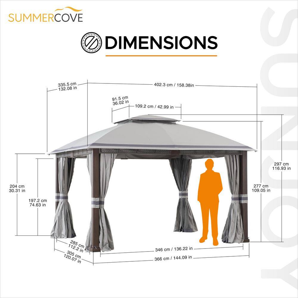 Sunjoy SummerCove Fiona 11 ft. x 13 ft. Gray 2-tier Gazebo