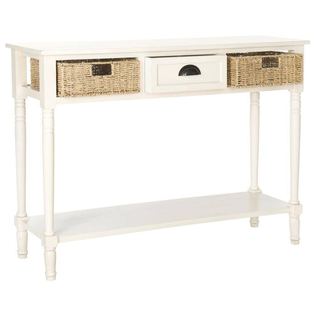 SAFAVIEH Winifred 45 in. 3-Drawer White Wood Console Table