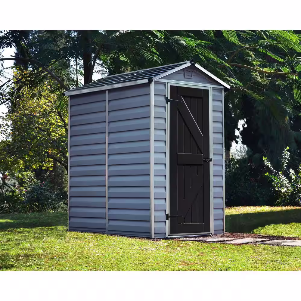 CANOPIA by PALRAM SkyLight 4 ft. W x 6 ft. D Dark Gray Deco Plastic Garden Outdoor Storage Shed 23 sq. ft.