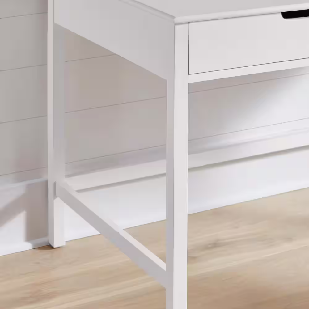 StyleWell Craft 54 in. White Writing Desk with 2-Drawers