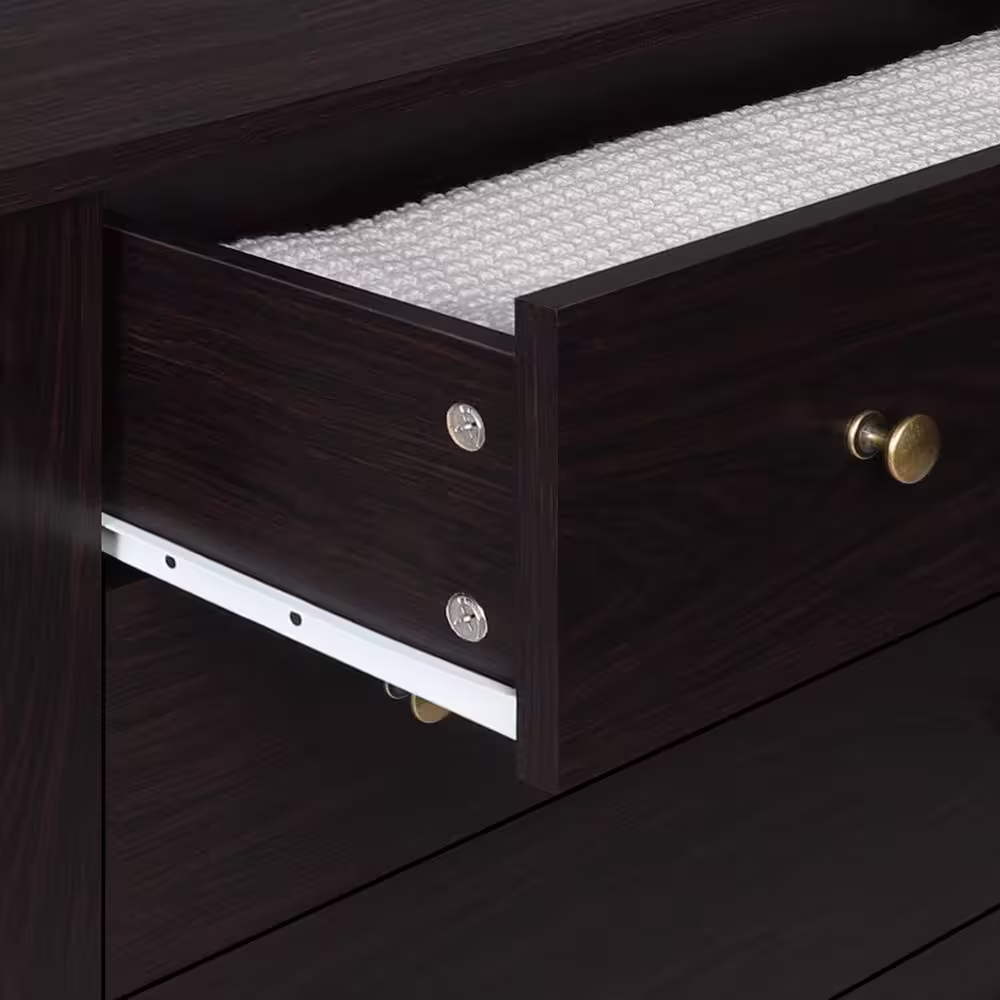 VEIKOUS 5-Drawer Espresso Chest of Drawers Dresser with Large Drawer 39.5 in. H x 15.6 in. W x 29.9 in. D